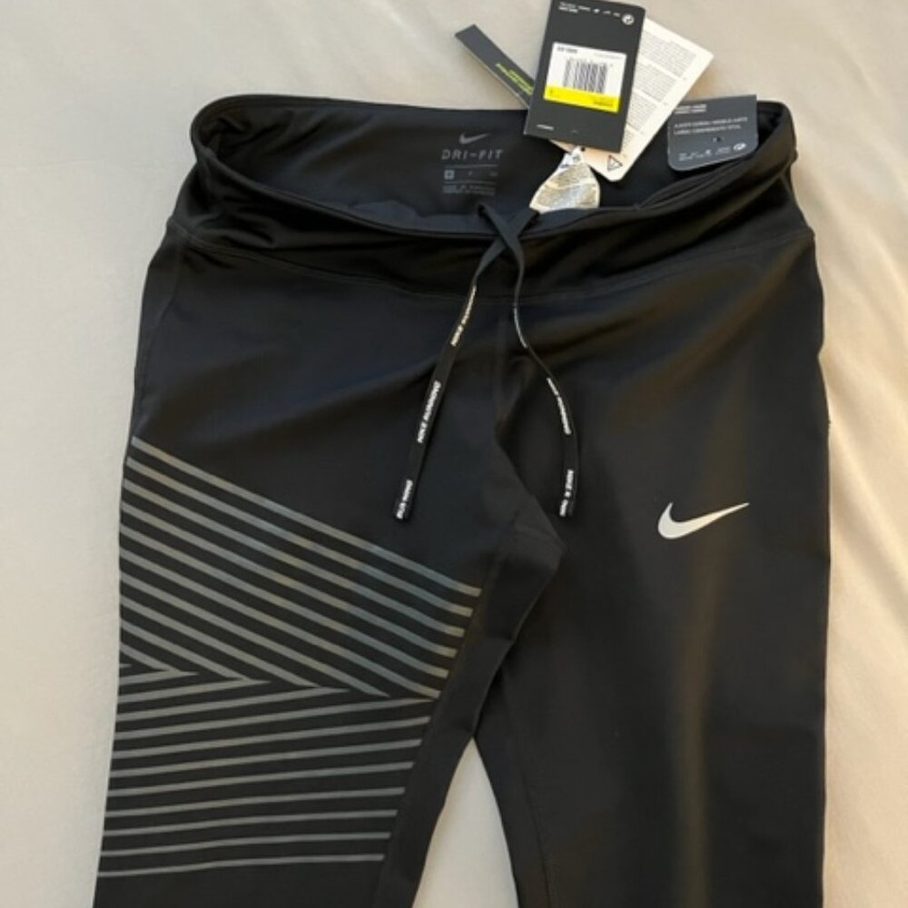 NIKE Dri-Fit Running Legging with Reflective Graphic, Black, Size S - Picture 3 of 5